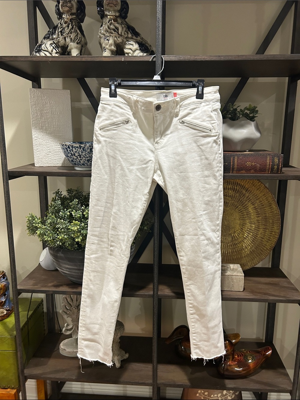 CAbi White Ankle Crop Jeans with Frayed Hem - Picture 1 of 3